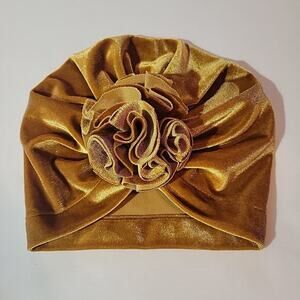 Turban Hat Head Wrap Fashion Turban Cap Gold Velvet Stretchable